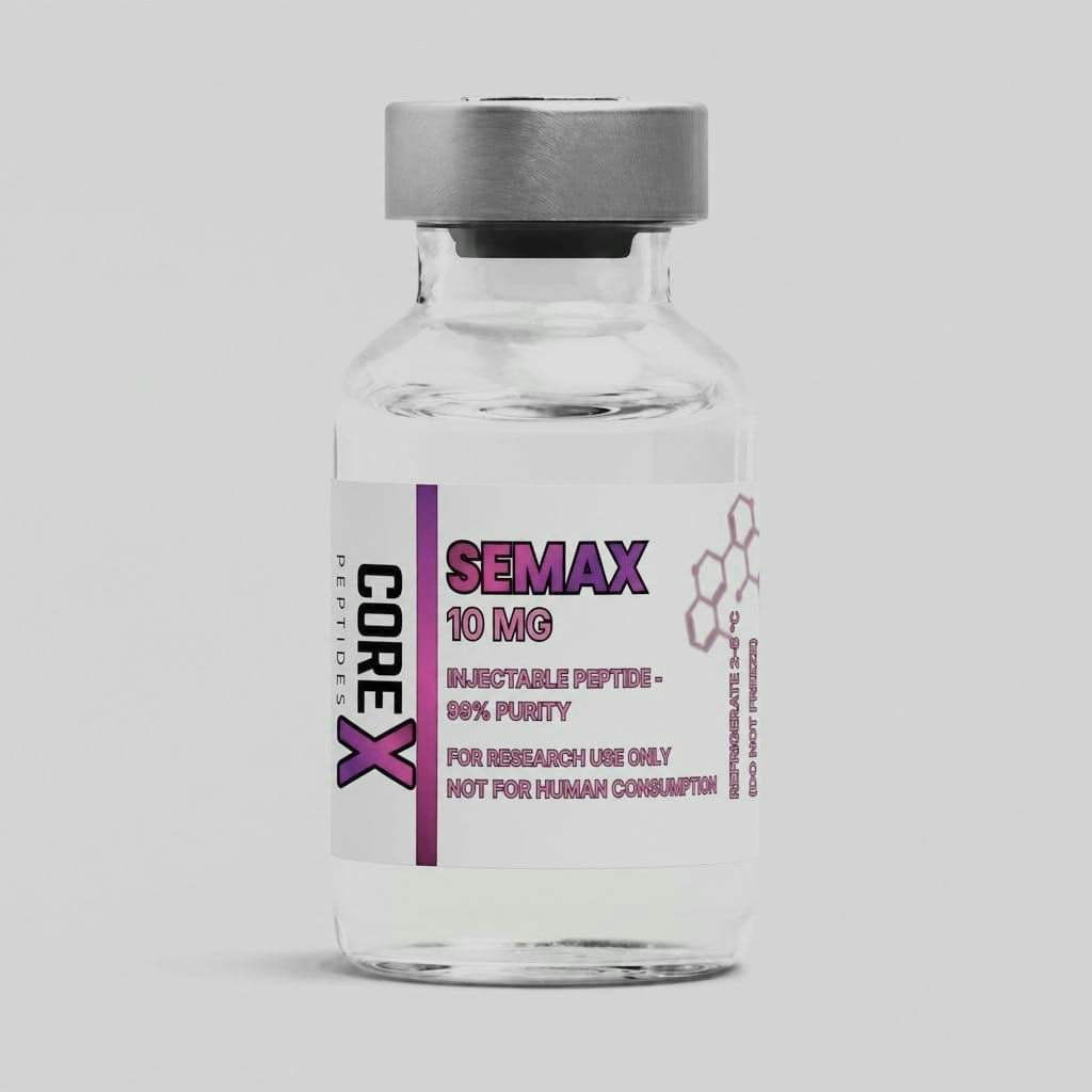Semax peptide vial with lyophilized powder for research, 99% purity, neuroprotective nootropic study use only